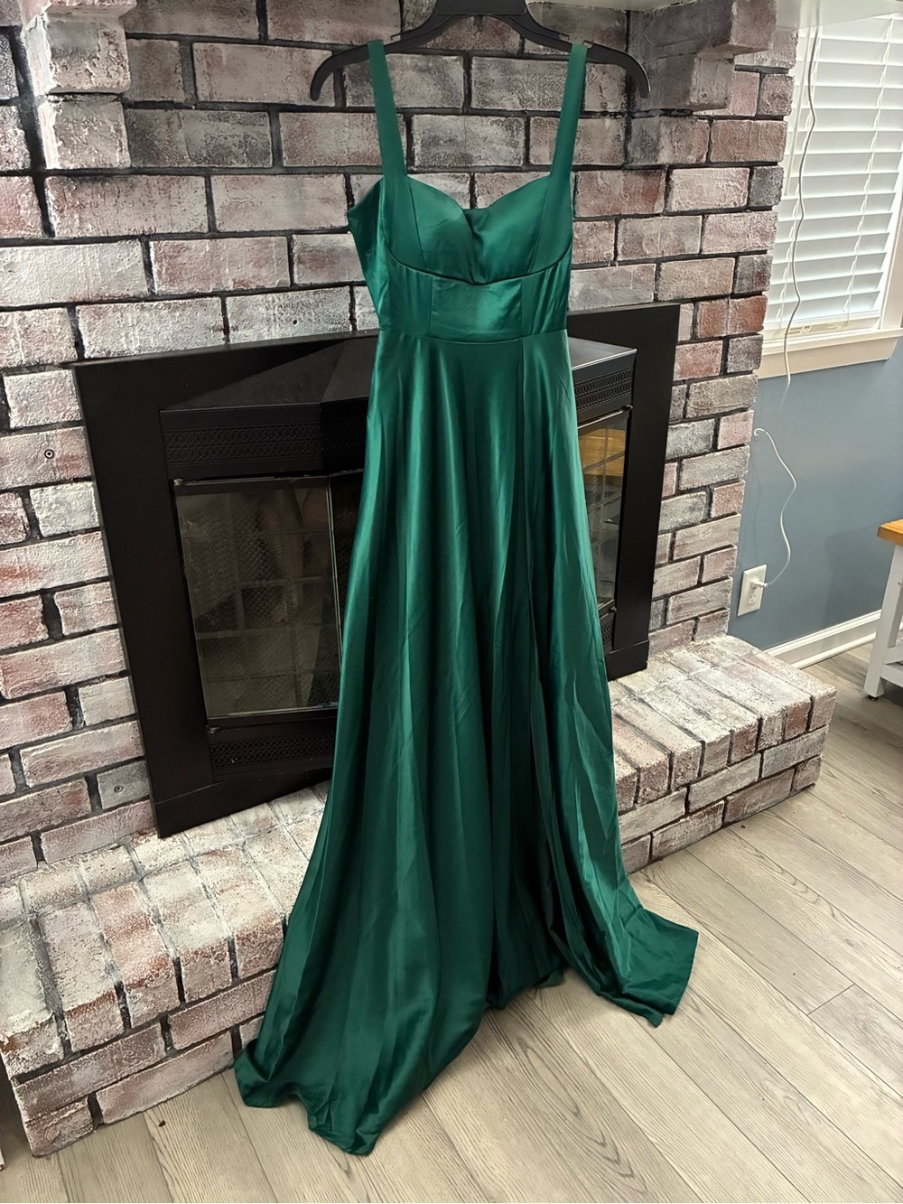 Forest Green Satin A-Line Prom Dress with Sweetheart Bodice